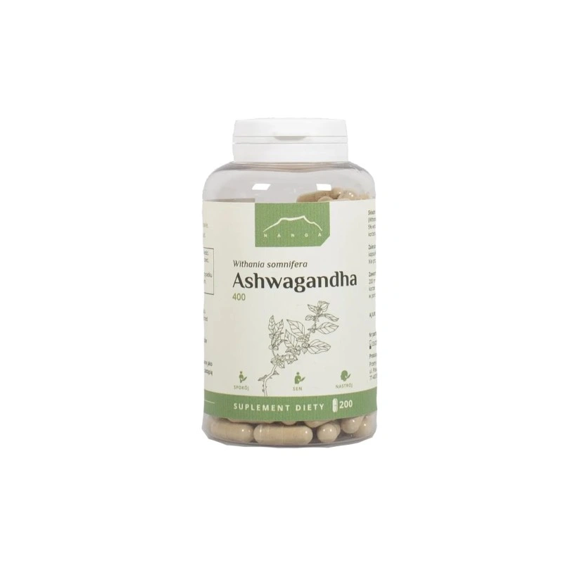 NANGA ASHWAGANDHA 400MG 200 kaps wsparcie UKŁAD NERWOWY STRES KRÓTKA DATA