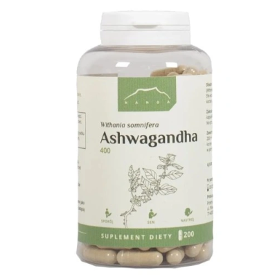 NANGA ASHWAGANDHA 400MG 200 kaps wsparcie UKŁAD NERWOWY STRES KRÓTKA DATA