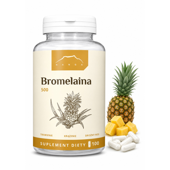 Nanga BROMELAINA 500mg wsparcie TRAWIENIE PRZECIWZAKSZEPOWO 100 kapsułek