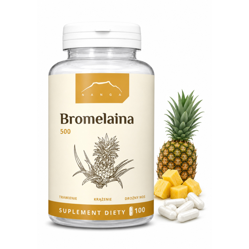 Nanga BROMELAINA 500mg wsparcie TRAWIENIE PRZECIWZAKSZEPOWO 100 kapsułek