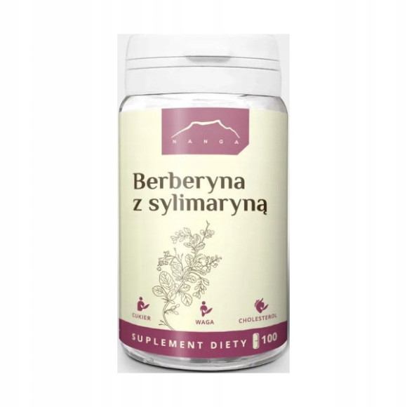 NANGA BERBERYNA Z SYLIMARYNĄ Berberys Ostropest 100kaps CUKIER CHOLESTEROL 