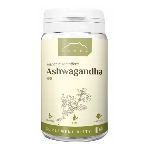 NANGA ASHWAGANDHA 400MG 60 kaps wsparcie UKŁAD NERWOWY STRES SEN RELAKS