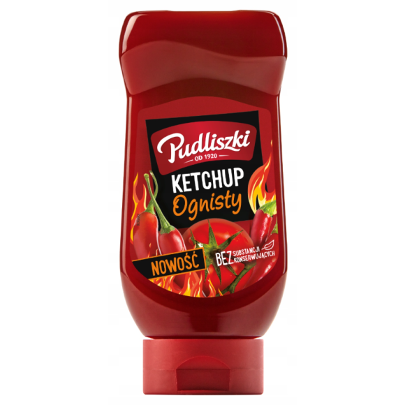 Pudliszki KETCHUP OGNISTY ostry pikantny bez konserwantów 480G