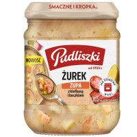 Pudliszki zupa ŻUREK Z KIEŁBASĄ I BOCZKIEM SŁOIK 440g KRÓTKA DATA