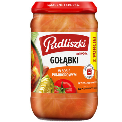 Pudliszki GOŁĄBKI  W SOSIE POMIDOROWYM gotowe danie mięsne SŁOIK 610g