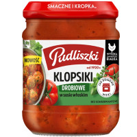 Pudliszki KLOPSIKI DROBIOWE W SOS, WŁOSKIM gotowe  mięsne 440g 