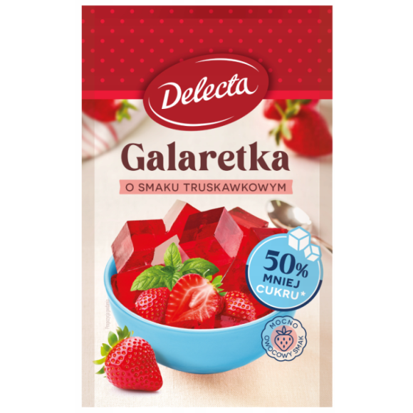 Delecta GALARETKA TRUSKAWKOWA smak TRUSKAWKOWY 50% MNIEJ CUKRU 36G 