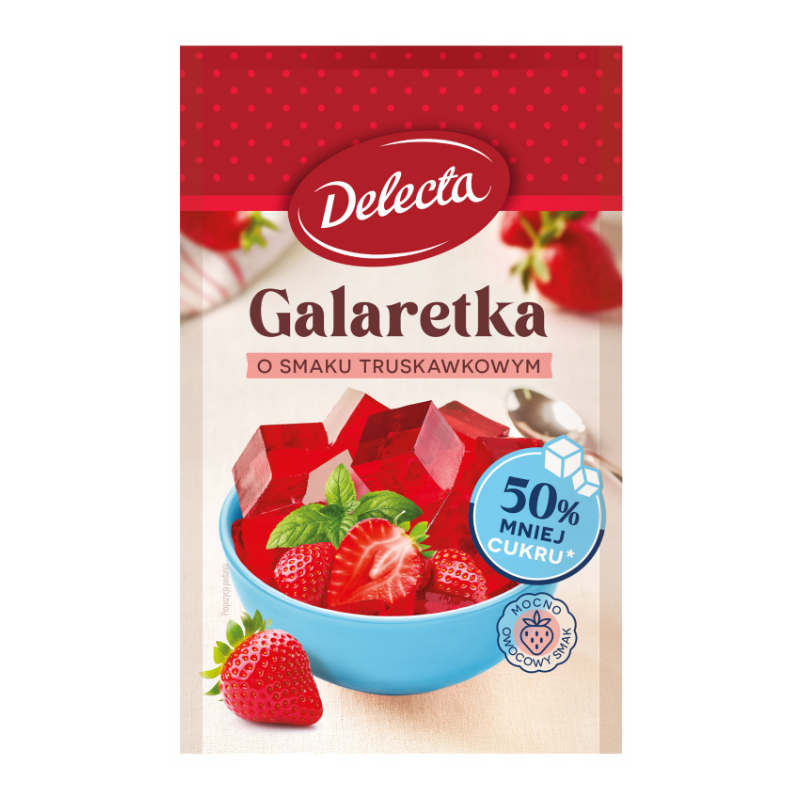 Delecta GALARETKA TRUSKAWKOWA smak TRUSKAWKOWY 50% MNIEJ CUKRU 36G 