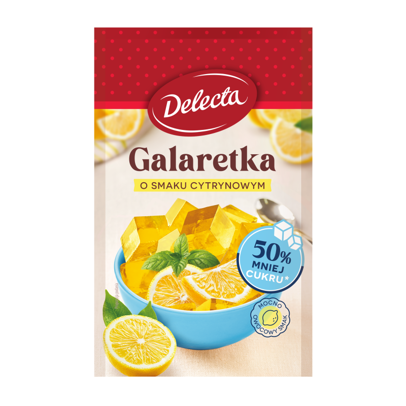 Delecta GALARETKA CYTRYNOWA smak cytrynowy 50% MNIEJ CUKRU 36G 