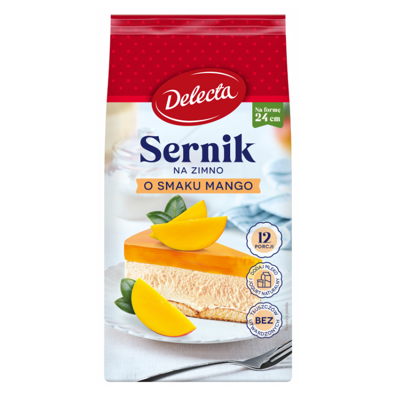 Delecta CIASTO SERNIK NA ZIMNO o smaku MANGO na 12 porcji 154g