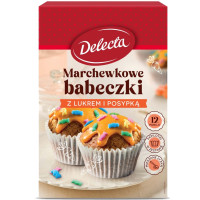 Delecta MARCHEWKOWE BABECZKI Z LUKREM I POSYPKĄ + papilotki 360g 12 porcji 