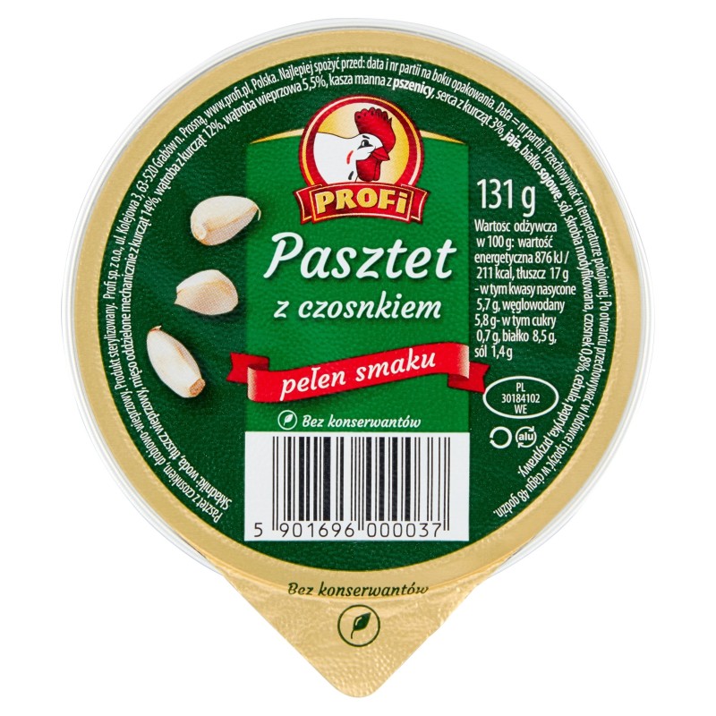 PASZTET DROBIOWO-WIEPRZOWY Z CZOSNKIEM CZOSNKOWY bez