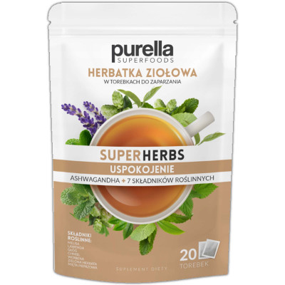 PURELLA SUPERHERBS herbata USPOKOJENIE Melisa Lawenda Chmiel + ASHWAGANDHA