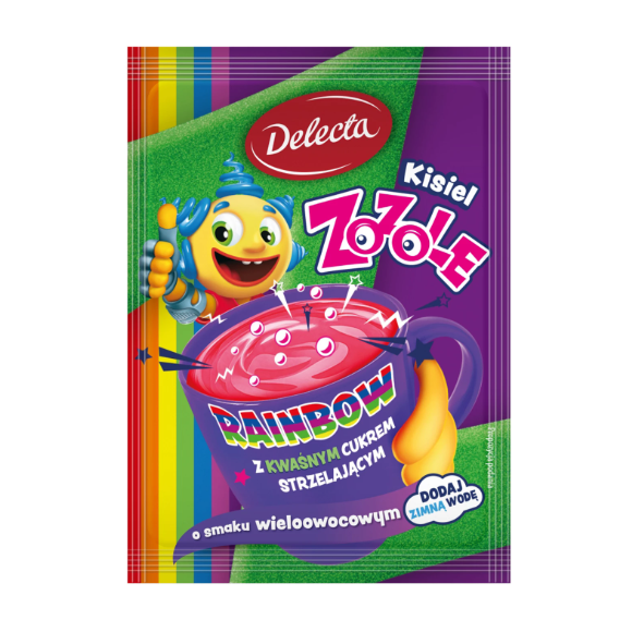 Delecta Zozole Rainbow KISIEL WIELOOWOCOWY z CUKREM STRZELAJĄCYM 34g kwaśny
