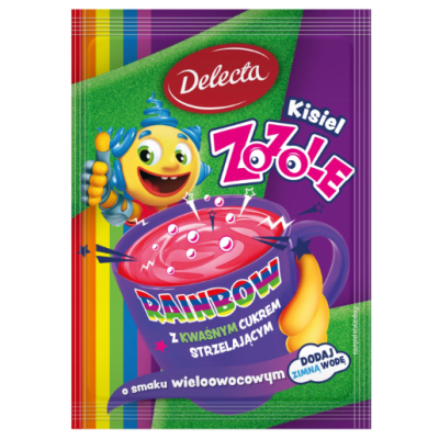 Delecta Zozole Rainbow KISIEL WIELOOWOCOWY z CUKREM STRZELAJĄCYM 34g kwaśny