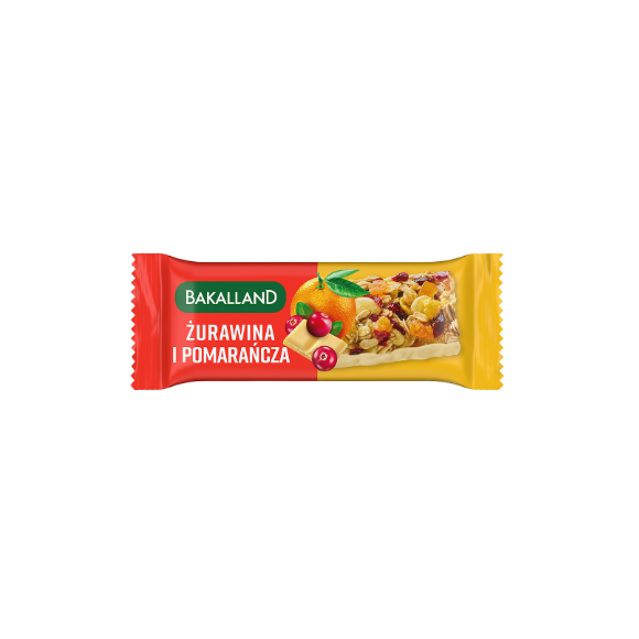 BA! BATON zdrowy zbożowy ŻURAWINA & POMARAŃCZA 40g BAKALLAND KRÓTKA DATA 
