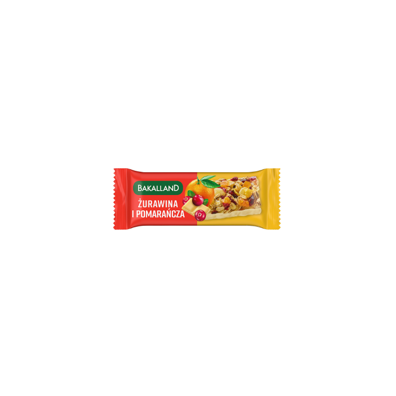 BA! BATON zdrowy zbożowy ŻURAWINA & POMARAŃCZA 40g BAKALLAND KRÓTKA DATA 