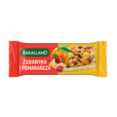 BA! BATON zdrowy zbożowy ŻURAWINA & POMARAŃCZA 40g BAKALLAND KRÓTKA DATA 