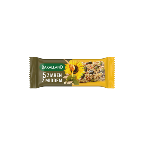BA! Zdrowy BATON zbożowy 5 ZIAREN Z MIODEM 40g BAKALLAND polskie zboża