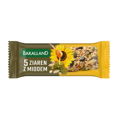 BA! Zdrowy BATON zbożowy 5 ZIAREN Z MIODEM 40g BAKALLAND polskie zboża