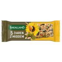 BA! Zdrowy BATON zbożowy 5 ZIAREN Z MIODEM 40g BAKALLAND polskie zboża