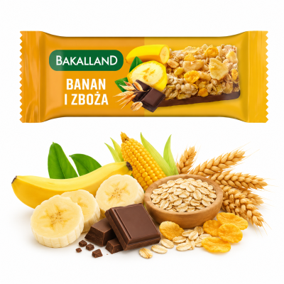 BA! Zdrowy BATON zbożowy BANAN & ZBOŻA 40g BAKALLAND
