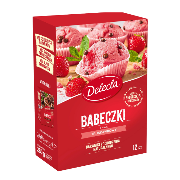 Delecta BABECZKI TRUSKAWKOWE  na 12 sztuk 280g KRÓTKA DATA 