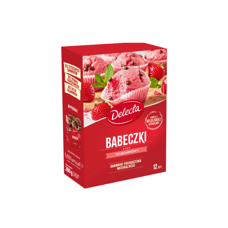 Delecta BABECZKI TRUSKAWKOWE  na 12 sztuk 280g KRÓTKA DATA 