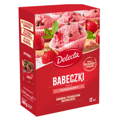 Delecta BABECZKI TRUSKAWKOWE  na 12 sztuk 280g KRÓTKA DATA 