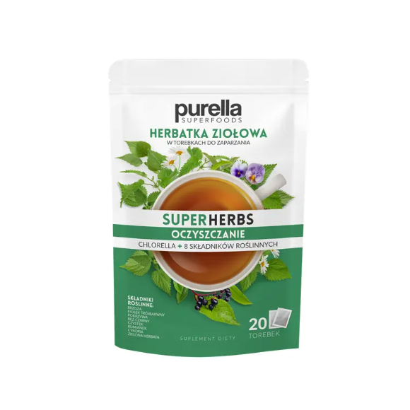 PURELLA SUPERHERBS herbata OCZYSZCZANIE Brzoza Czystek Pokrzywa + CHLORELLA