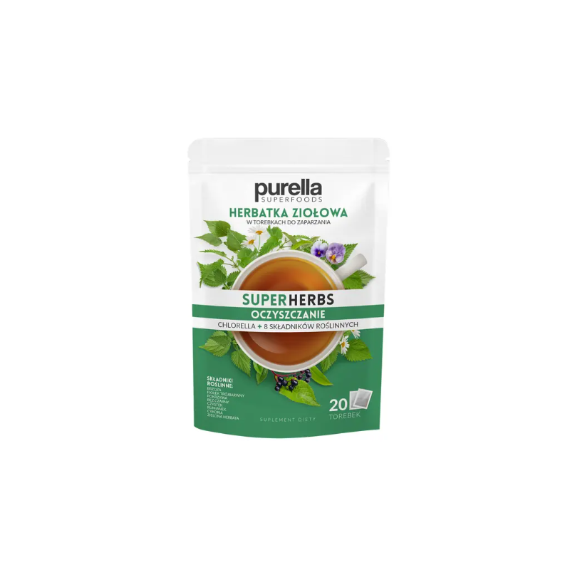 PURELLA SUPERHERBS herbata OCZYSZCZANIE Brzoza Czystek Pokrzywa + CHLORELLA