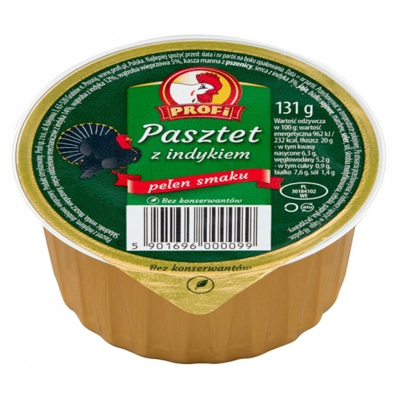 PASZTET DROBIOWO-WIEPRZOWY Z INDYKIEM bez konserwantów 131g
