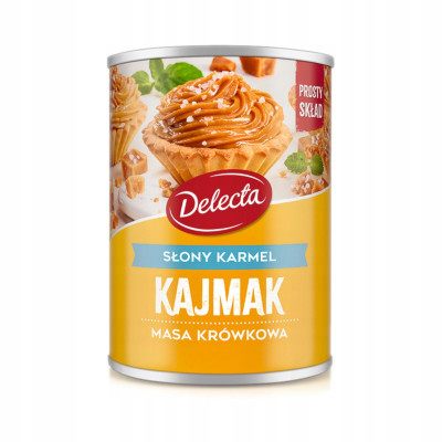 Delecta KAJMAK MASA KRÓWKOWA do ciasta tortu SŁONY KARMEL 400g KRÓTKA DATA