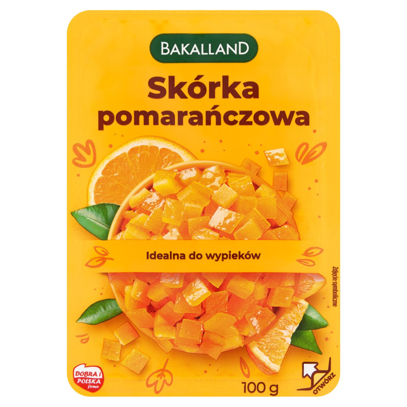 SKÓRKA POMARAŃCZOWA POMARAŃCZA KANDYZOWANA do ciast deserów 100g BAKALLAND