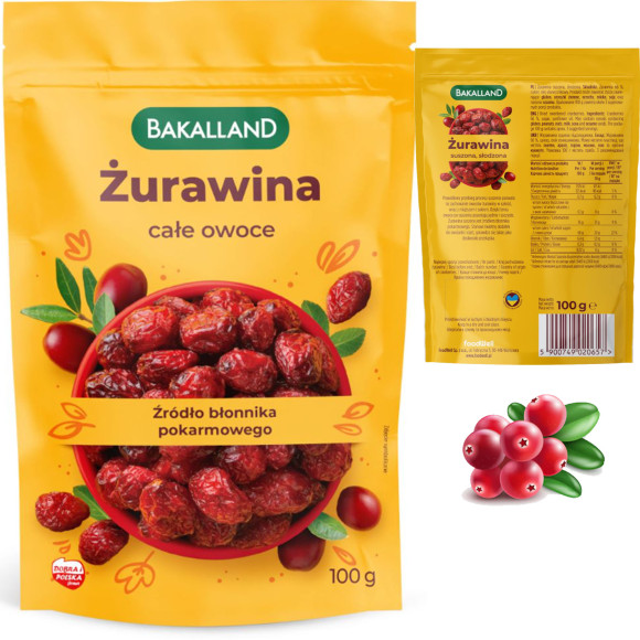 Bakalland ŻURAWINA CAŁE OWOCE 100G 