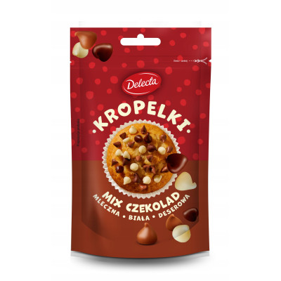 POSYPKA KROPELKI MIX CZEKOLAD Biała Mleczna Deserowa DEKORACJA DO CIAST 80g