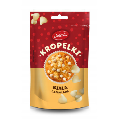 POSYPKA KROPELKI BIAŁA CZEKOLADA DEKO. DO CIAST TORTÓW 80g KRÓTKA DATA