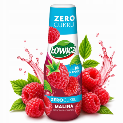 Łowicz SYROP MALINA ZERO CUKRU 500ML KONCENTRAT DO SATURATORA NA 10L
