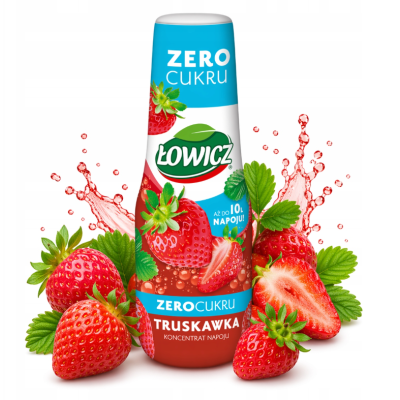Łowicz SYROP TRUSKAWKA ZERO CUKRU 500ML KONCENTRAT DO SATURATORA NA 10L