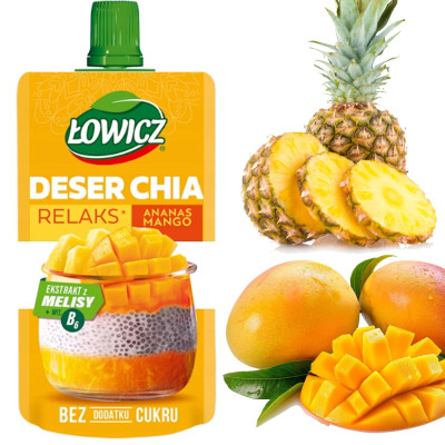 Łowicz DESER RELAKS ANANAS MANGO CHIA bez dodatku cukru 120G