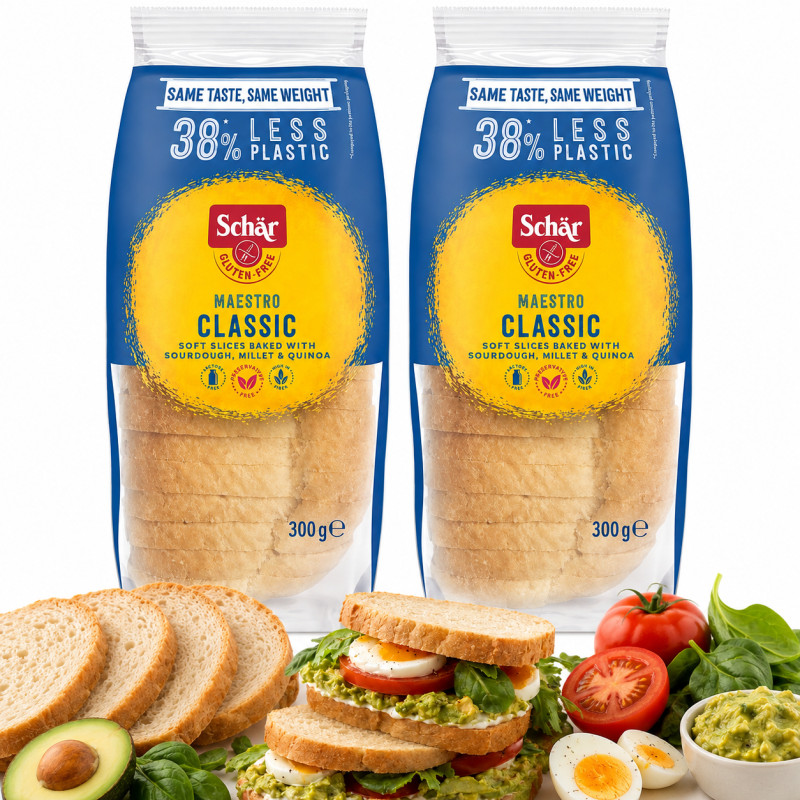 Schar CHLEB BIAŁY MAESTRO CLASSIC BEZGLUTENOWY 300g x2 = 0,6kg