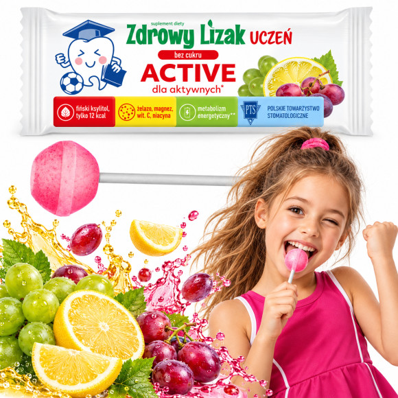 Starpharma ZDROWY LIZAK BEZ CUKRU UCZEŃ ACTIVE DLA  winogrono cytryna 1szt