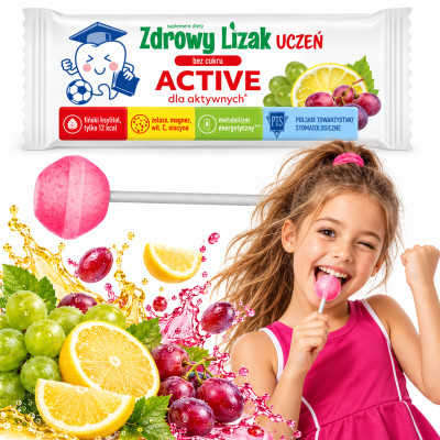 Starpharma ZDROWY LIZAK BEZ CUKRU UCZEŃ ACTIVE DLA  winogrono cytryna 1szt