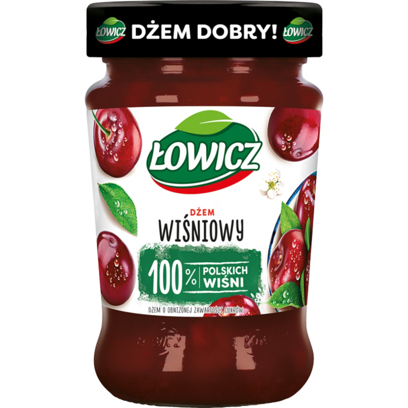 Łowicz DŻEM WIŚNIA WIŚNIOWY z wiśni NISKOSŁODZONY 280g słoik 