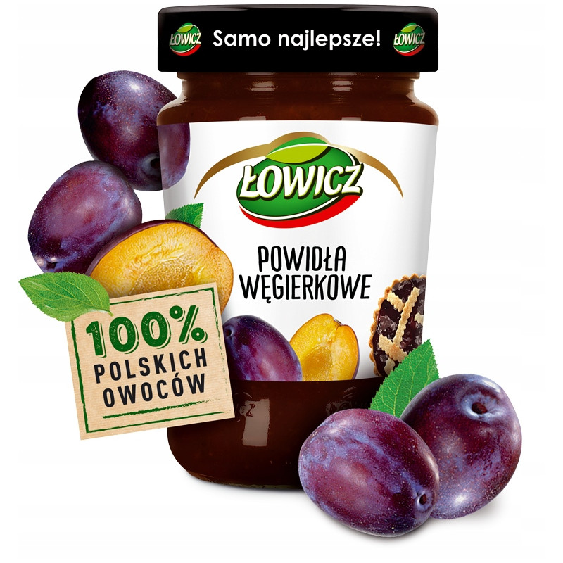 Łowicz DŻEM POWIDŁA WĘGIERKOWE ŚLIWOWE ze śliwek NISKOSŁODZONY 280g słoik