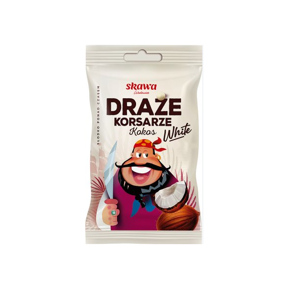 DRAŻE KORSARZE KOKOSOWE smak kokos WHITE BIAŁE SKAWA 70g