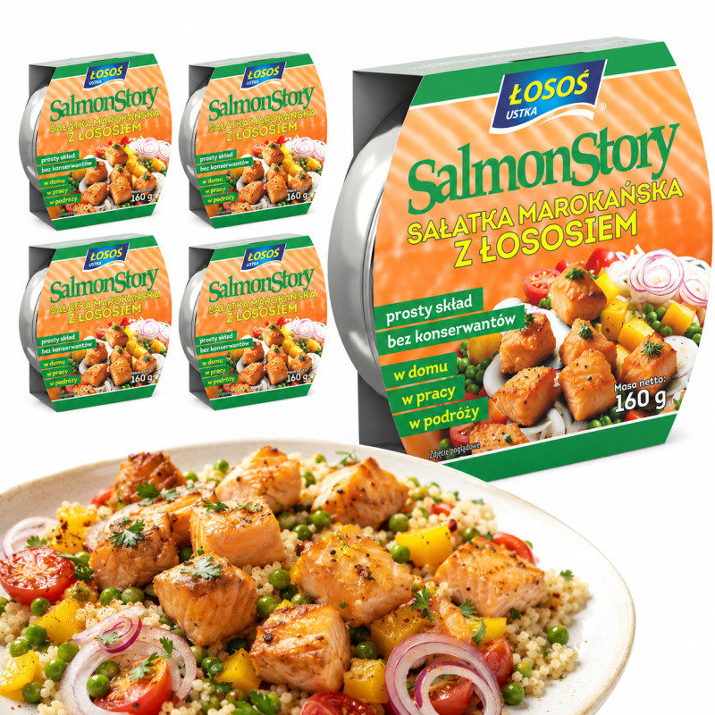 Łosoś Ustka APPETI TUNA SAŁATKA Z ŁOSOSIEM MAROKAŃSKA 160g x5 = 0,8kg