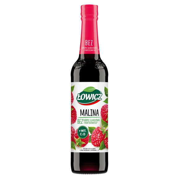 SYROP owocowy MALINOWY MALINA MALINY z witaminą C D - 400ml 0,4L ŁOWICZ