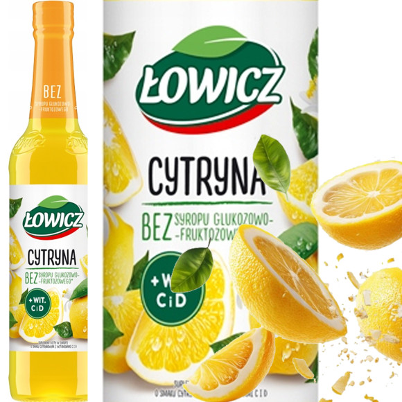 Łowicz SYROP owocowy CYTRYNA  z witaminą C + D  400ml 0,4L   KRÓTKA DATA 