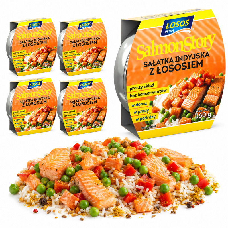 Łosoś Ustka APPETI TUNA SAŁATKA Z ŁOSOSIEM INDYJSKA 160g x5 = 0,8kg